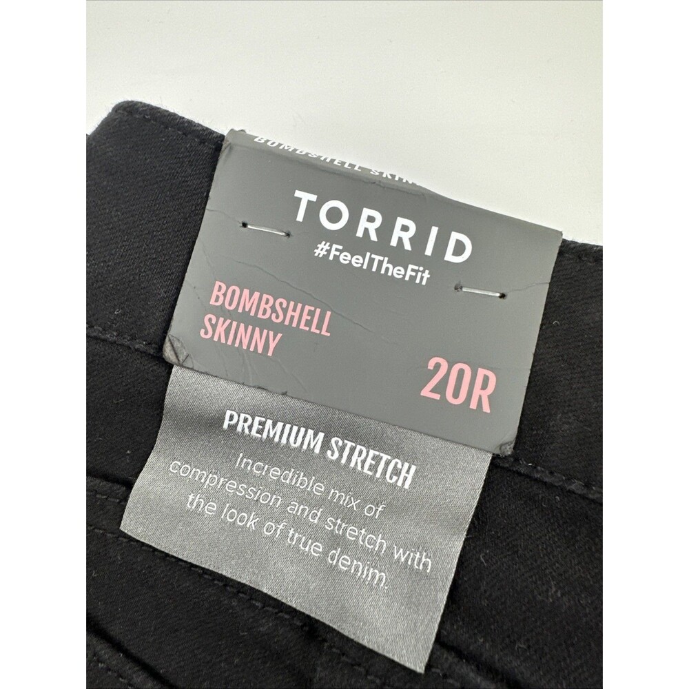 Torrid Bombshell Skinny Black Jeans Premium Stretch High Rise Destructed NWT 20R - Picture 10 of 14